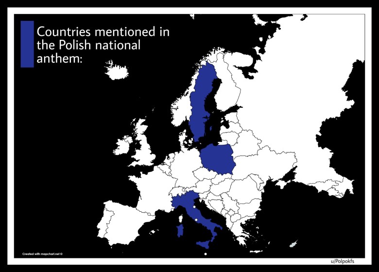 Kraje wymienione w polskim hymnie narodowym (Mazurek Dąbrowskiego)