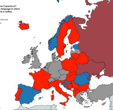 Narodowość Mikołaja Kopernika w poszczególnych krajach Europy wg. lokalnej wikipedii