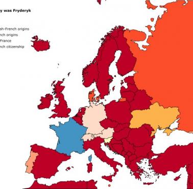 Narodowość Fryderyka Chopina w poszczególnych krajach Europy wg. lokalnej wikipedii