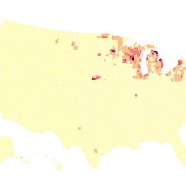 Odsetek Polaków w Ameryce według hrabstw, 2018