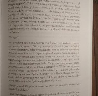 Piotr Zychowicz "Żydzi-opowieści niepoprawne politycznie", Żydzi i papież Pius XII