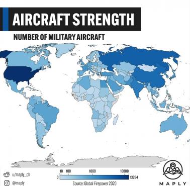 Liczba samolotów wojskowych i ich siła, Global Firepower 2020
