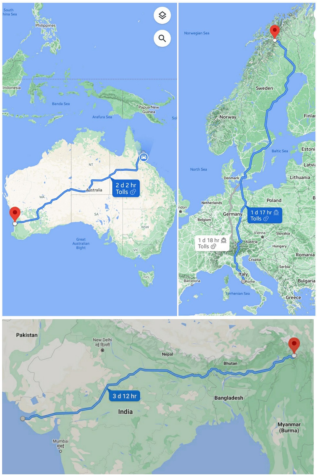 Wybrane szlaki transportowe świata: Australia, Rzym-Skandynawia, Indie