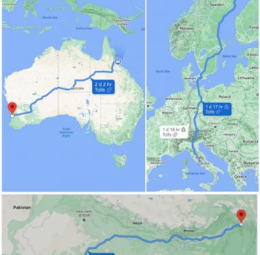 Wybrane szlaki transportowe świata: Australia, Rzym-Skandynawia, Indie