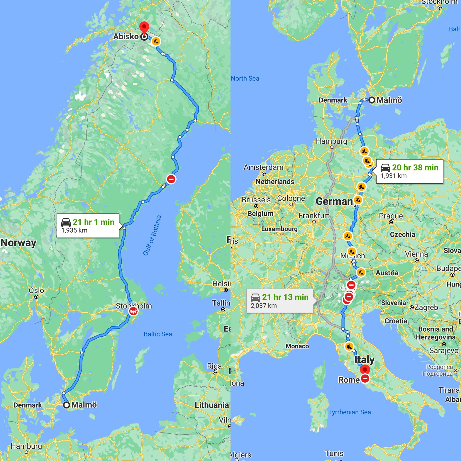 Wybrane szlaki transportowe świata: Rzym-Malmö