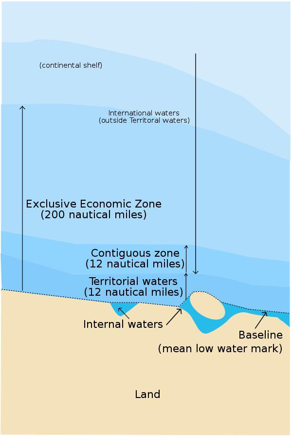 Mapa wód terytorialnych - wyłączna strefa ekonomiczna (EEZ - Exclusive Economic Zones)