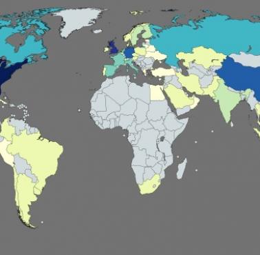 Liczba uniwersytetów uwzględnionych w rankingu QS World University Rankings 2021 (Top 500)