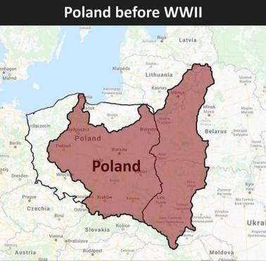 Granice Polski przed II wojną (II RP) i po niej (niesuwerenny PRL)