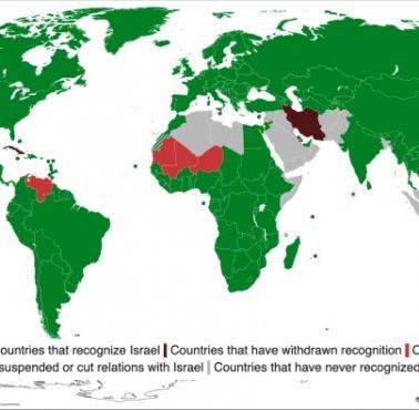 Kraje, które uznają Izrael na dzień 13.12.2020