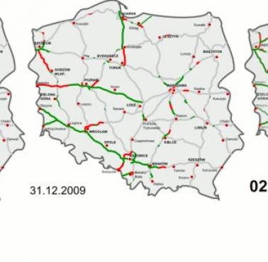 Polskie autostrady od 1999, 2009 do 2019 roku