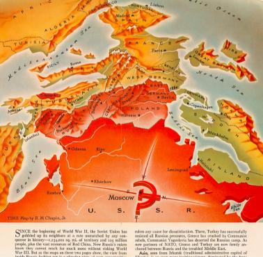 Europa widziana od strony Rosji (mapa z 1952 roku, Time)