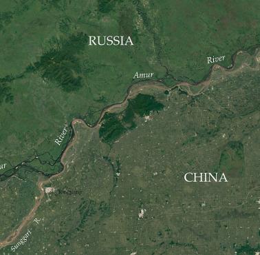 Gęstość zaludnienia na granicy chińsko-rosyjskiej