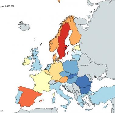 Przestępstwa związane z narkotykami na milion mieszkańców w Europie (EMCDDA, 2020)