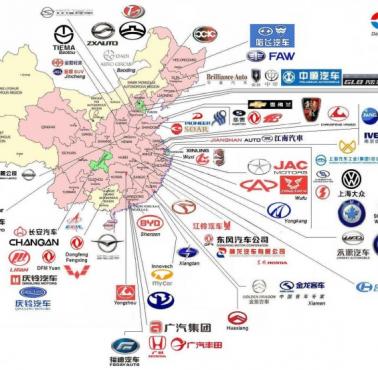 Mapy chińskich producentów samochodów z 2012 roku