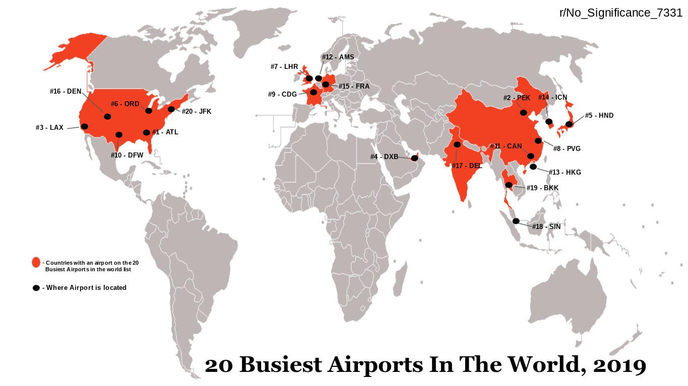 20 najbardziej ruchliwych lotnisk na świecie 2019