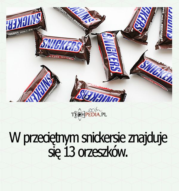 W przeciętnym snickersie znajduje się ...