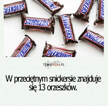 W przeciętnym snickersie znajduje się ...