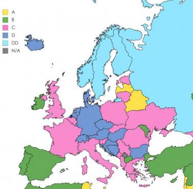 Średni rozmiar kobiecej miseczki w Europie