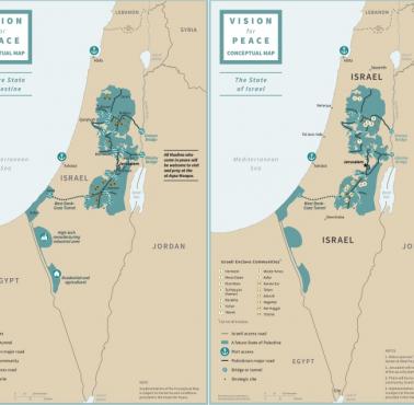 Mapa Palestyny zaproponowana przez Jareda Kushnera (administracja Trumpa)