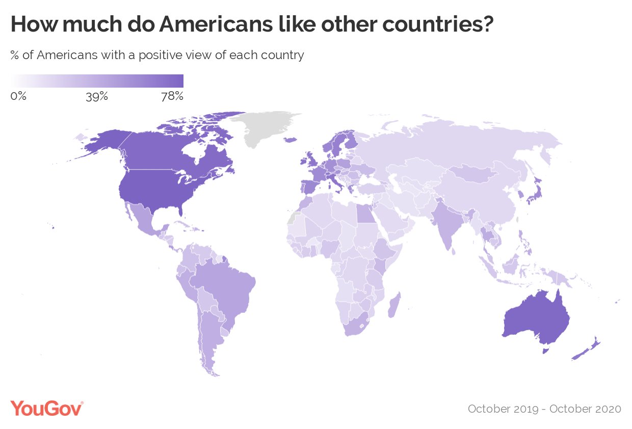 Jak bardzo Amerykanie lubią inne kraje? 2019-2020