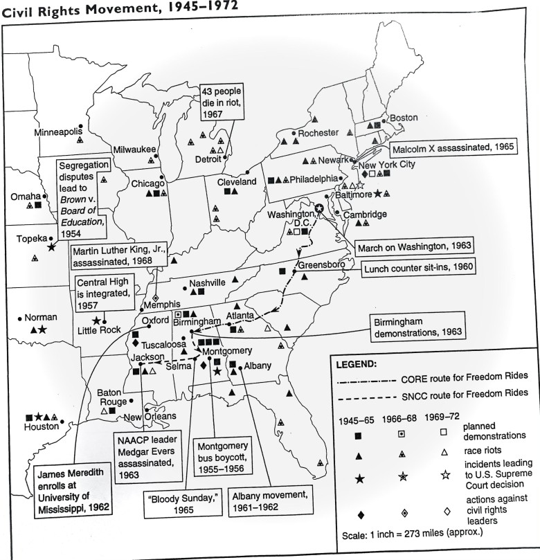 Geopolityka, softpower: mapa ruchów społecznych wspieranych przez Sowietów od 1945 roku w USA
