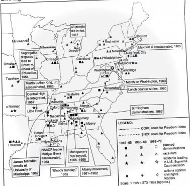 Geopolityka, softpower: mapa ruchów społecznych wspieranych przez Sowietów od 1945 roku w USA