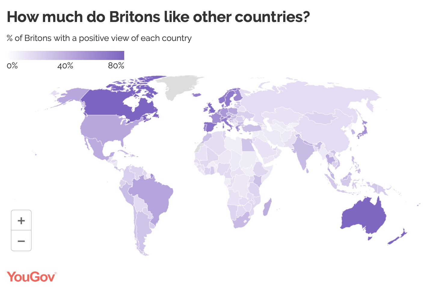 Jak bardzo Brytyjczycy lubią inne kraje?