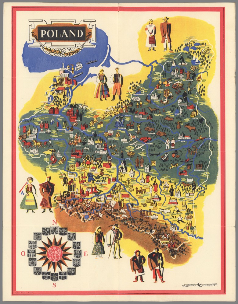 Obrazkowa mapa Polski z ok. 1930 roku