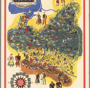 Obrazkowa mapa Polski z ok. 1930 roku