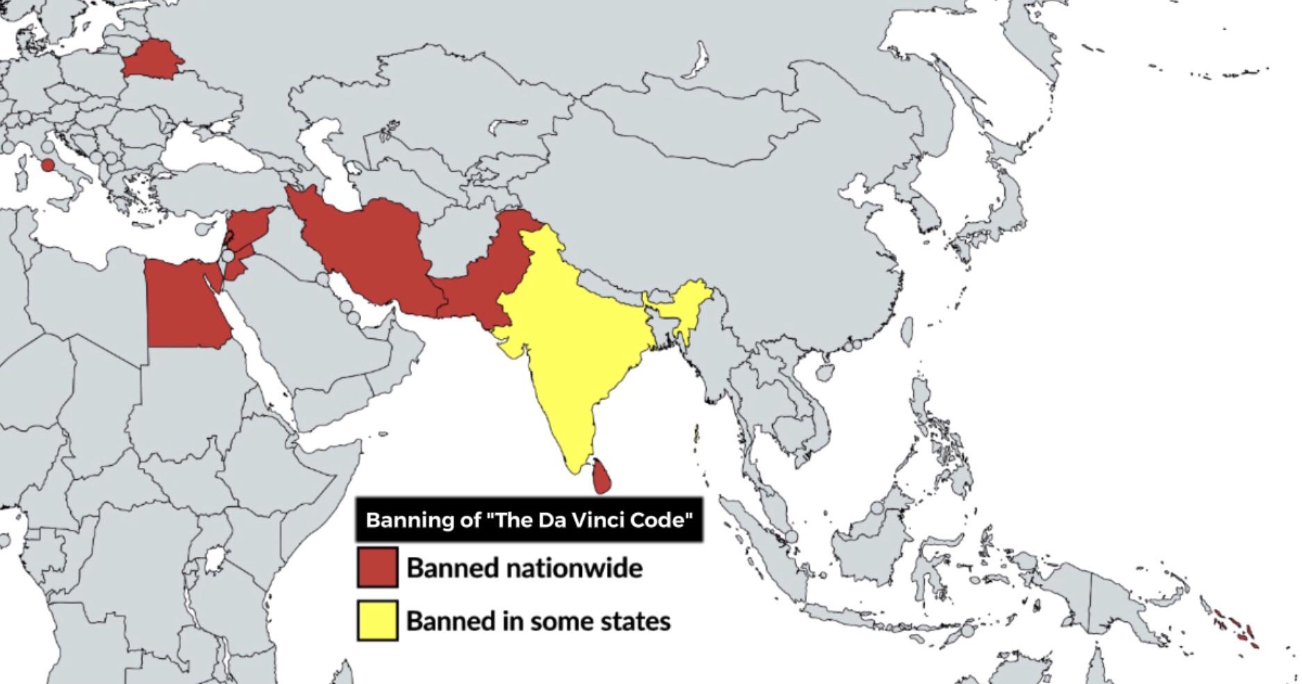 Kraje, w których „Kod Leonarda da Vinci” jest zakazany