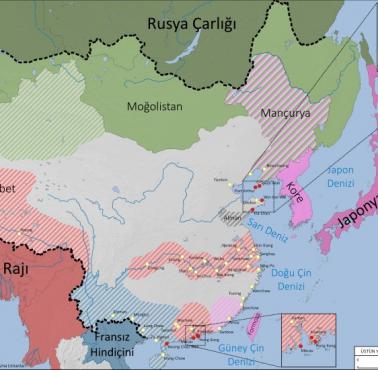 Geopolityka: Okupacja Chin przez Zachód plus Rosja (traktaty nierównoprawne), wersja turecka