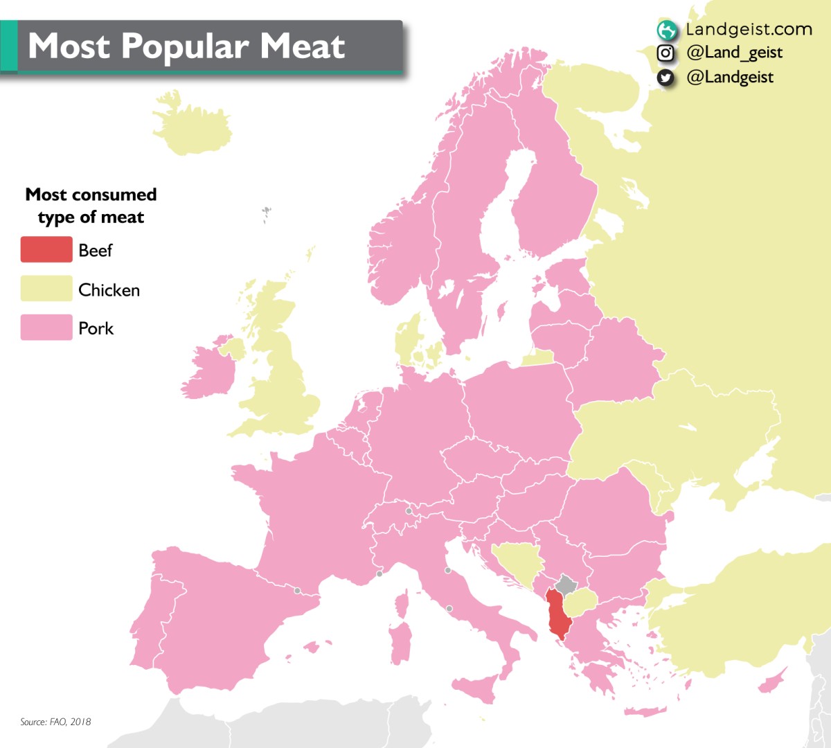 Najpopularniejszy rodzaj mięsa w Europie, 2018