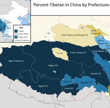 Procent Tybetańczyków w Chinach