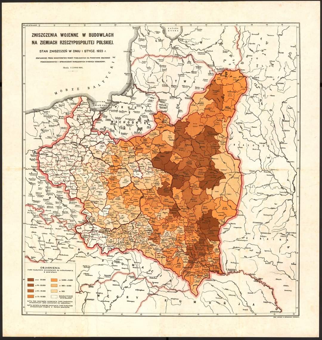 1923 aktualny stan zniszczeń wojennych na terenie