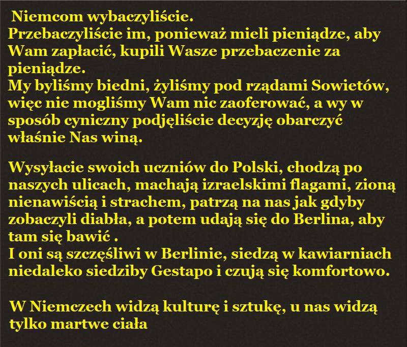 Lech Kaczyński do byłej izraelskiej minister edukacji Juli Tamir, Haaretz