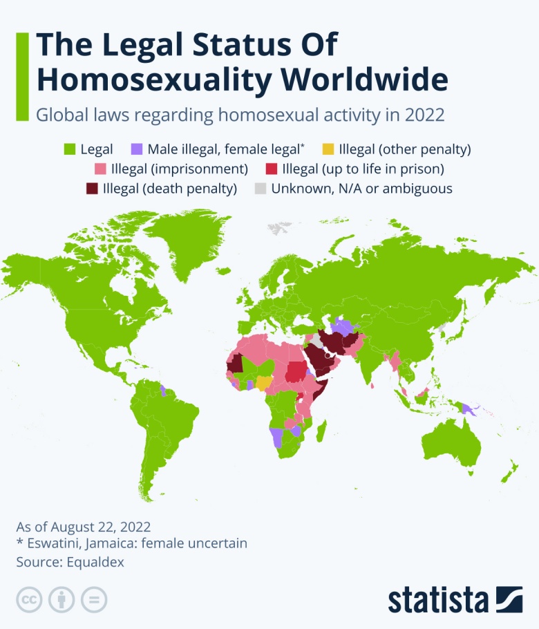 Legalność homoseksualizmu na całym świecie, 2022
