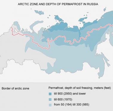 Strefa arktyczna i zasięg wiecznej zmarzliny Rosji