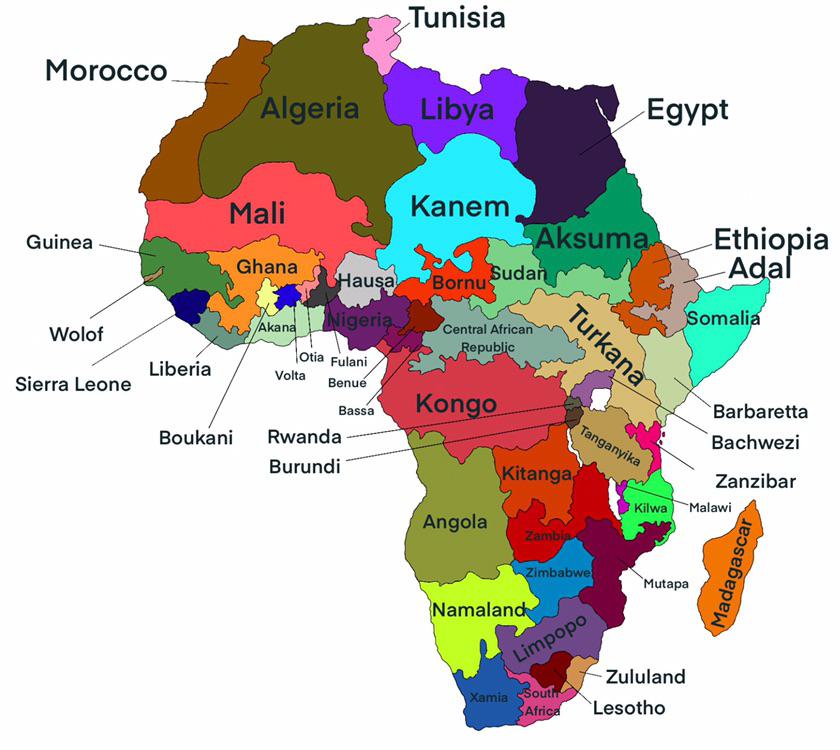 Próba podziału Afryki na kraje w oparciu o uwarunkowanie językowe, etniczne, historyczne ...
