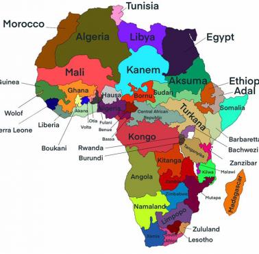 Próba podziału Afryki na kraje w oparciu o uwarunkowanie językowe, etniczne, historyczne ...