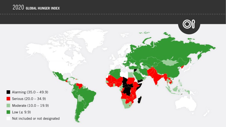 Global Hunger Index (indeks mierzy i śledzi głód na całym świecie), 2020