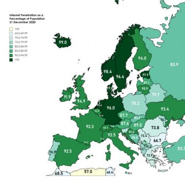 Procent osób z dostępem do internetu, grudzień 2020