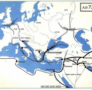 Geopolityka: Główne szlaki handlowe w Europie w 737 roku
