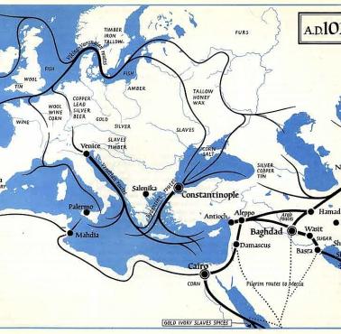 Geopolityka: Główne szlaki handlowe w Europie w 1028 roku