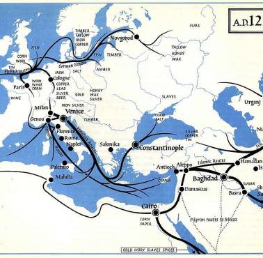 Geopolityka: Główne szlaki handlowe w Europie w 1212 roku