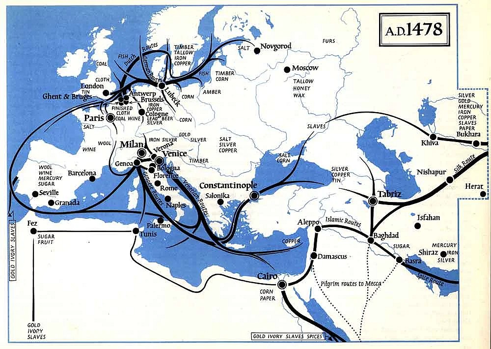 Geopolityka: Główne szlaki handlowe w Europie w 1478 roku