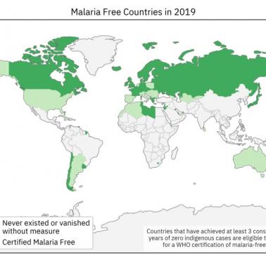 Występowanie malarii na świecie, 2019