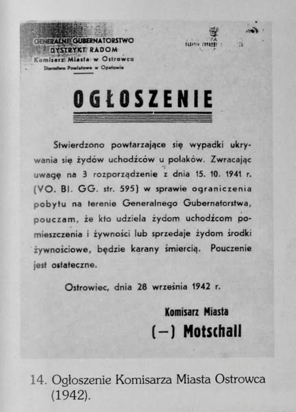 Niemieckie ogłoszenie z Ostrowca, 1942