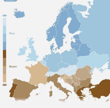 Dominujący kolor oczu w krajach europejskich