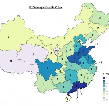 Gdyby 100 osób mieszkało w Chinach. Gęstość zaludnienia Chin