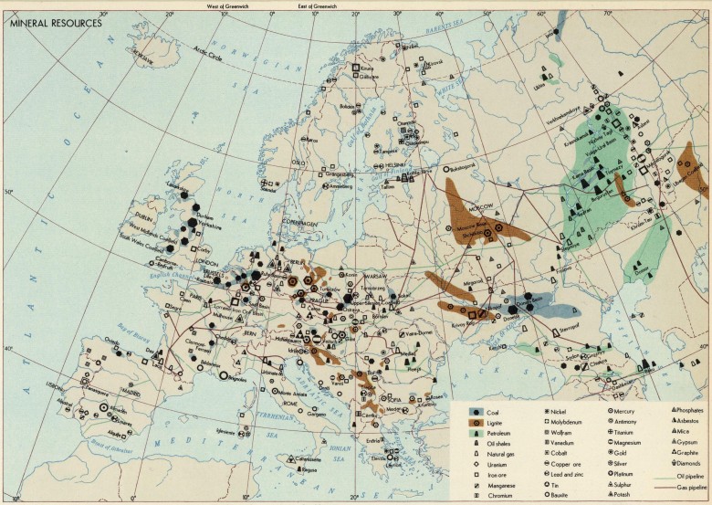 Zasoby surowcowe Europy, 1967